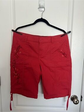 St. John's Bay Red Embroidered Bermuda Shorts